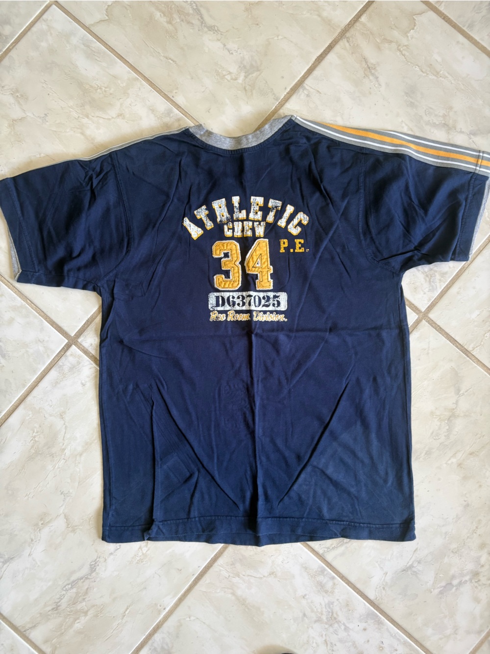 Point Zero Navy Short Sleeve Athletic Tee with Yellow Accents